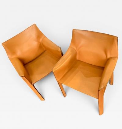 Pair Mario Bellini CAB 413 Chairs for Cassina Italy c 1970