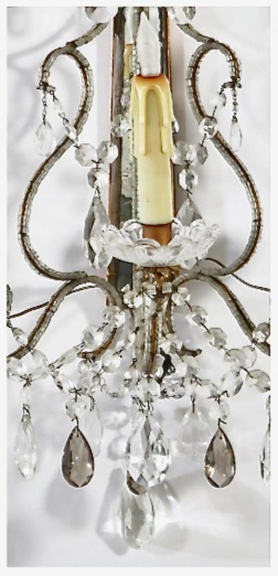 Pair Mid 20th Century Beaded Sconces