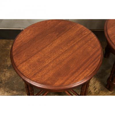 Pair Mid Century Faux Bamboo Side Tables