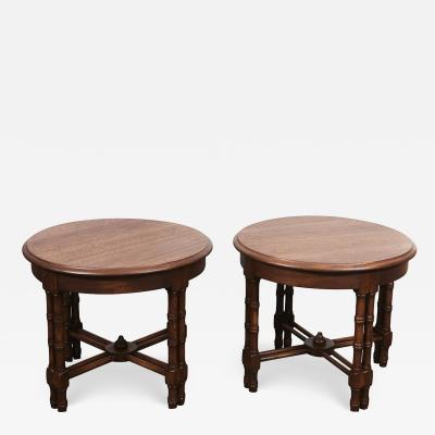 Pair Mid Century Faux Bamboo Side Tables