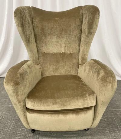 Pair Mid Century Modern French Designer Wingback Lounge Chairs France 1970s