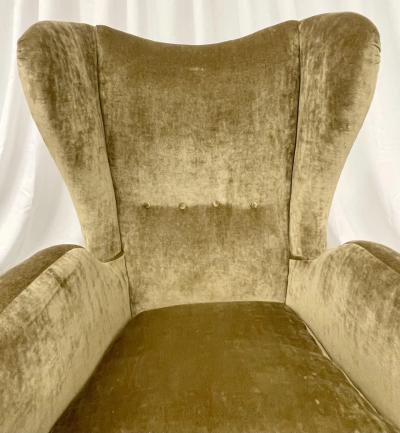 Pair Mid Century Modern French Designer Wingback Lounge Chairs France 1970s