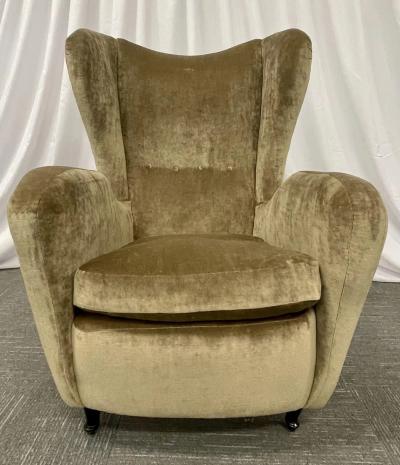 Pair Mid Century Modern French Designer Wingback Lounge Chairs France 1970s