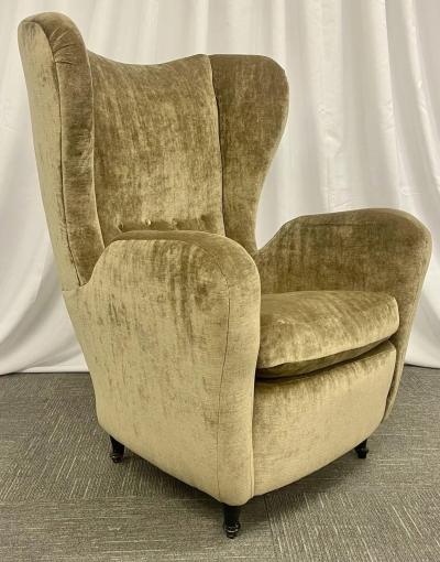 Pair Mid Century Modern French Designer Wingback Lounge Chairs France 1970s