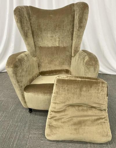 Pair Mid Century Modern French Designer Wingback Lounge Chairs France 1970s