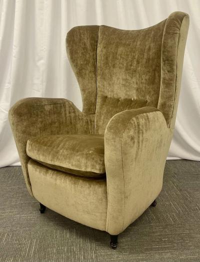 Pair Mid Century Modern French Designer Wingback Lounge Chairs France 1970s