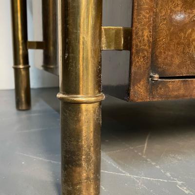 Pair Mid Century Modern Mastercraft Nightstands Floating Cabinets in Elm Brass