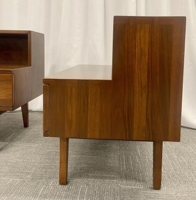 Pair Mid Century Modern Step End Tables Nightstands Nakashima Style American