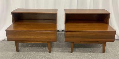 Pair Mid Century Modern Step End Tables Nightstands Nakashima Style American