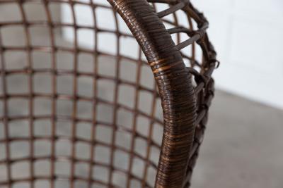 Pair MidC French Bamboo Rattan Swinging Egg Chairs