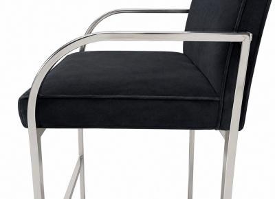Pair Milo Baughman Velvet and Chrome Bar Stools 1970