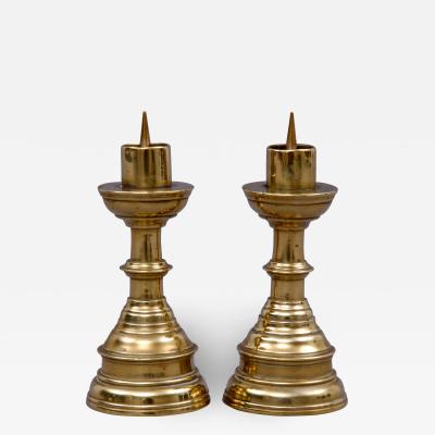 Pair Miniature French Brass Candlesticks Circa 1800