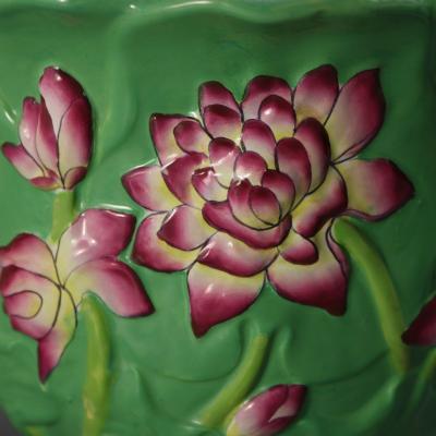 Pair Minton Majolica Lily Jardinieres