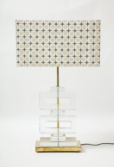 Pair Modern Murano Clear Glass Lamps