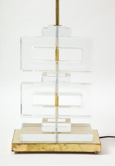 Pair Modern Murano Clear Glass Lamps