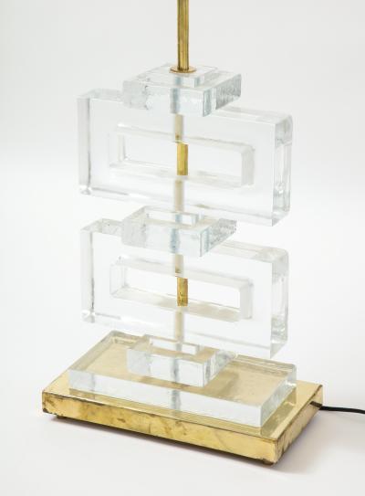 Pair Modern Murano Clear Glass Lamps