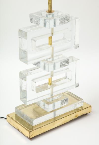 Pair Modern Murano Clear Glass Lamps