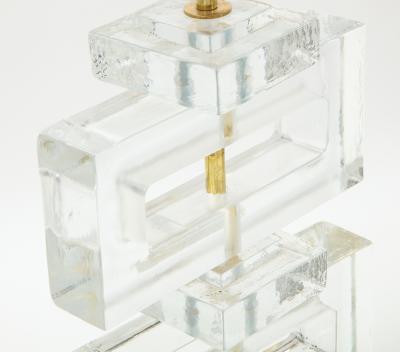 Pair Modern Murano Clear Glass Lamps
