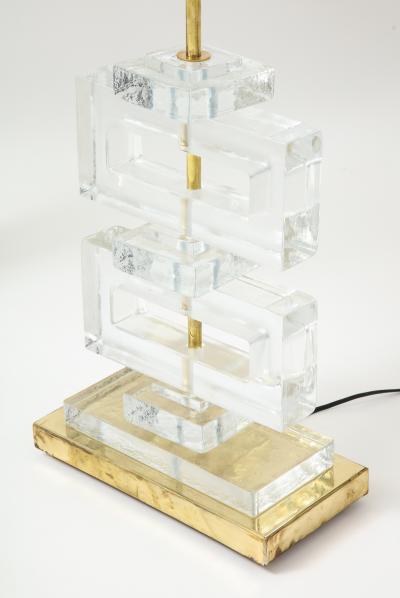 Pair Modern Murano Clear Glass Lamps