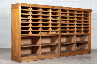 Pair Monumental English Oak Haberdashery Cabinets