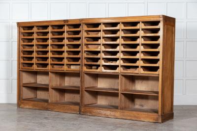 Pair Monumental English Oak Haberdashery Cabinets