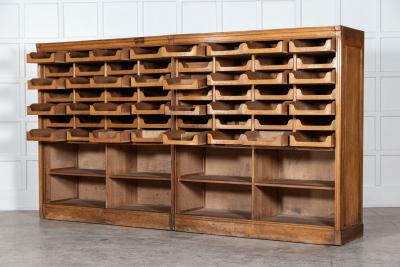 Pair Monumental English Oak Haberdashery Cabinets