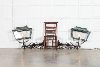 Pair Monumental Georgian Verdigris Lanterns