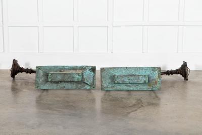 Pair Monumental Georgian Verdigris Lanterns