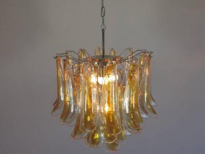 Pair Murano Petals Glass Chandelier 1970s