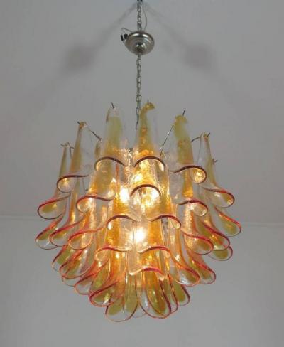 Pair Murano Petals Glass Chandelier 1970s