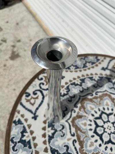 Pair Nambe Polished Aluminum 2 Tier Candleholders