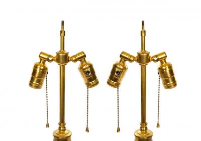 Pair Neoclassical Style Porcelain Lamps Gilt Bronze Base