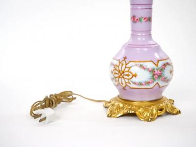 Pair Neoclassical Style Porcelain Lamps Gilt Bronze Base