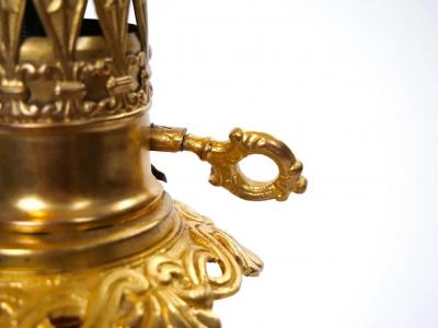 Pair Neoclassical Style Porcelain Lamps Gilt Bronze Base