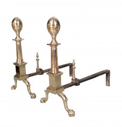 Pair Of 18th Century Boston Federal Bell Metal Andirons