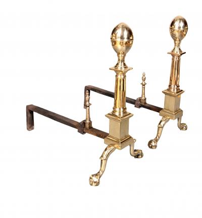 Pair Of 18th Century Boston Federal Bell Metal Andirons