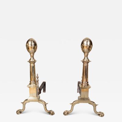Pair Of 18th Century Boston Federal Bell Metal Andirons