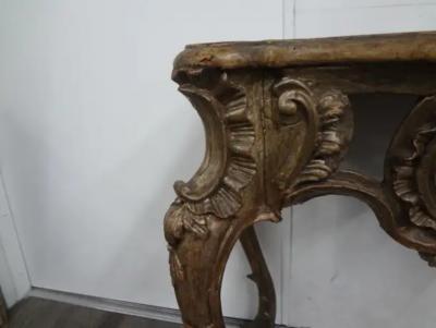 Pair Of 18th Century Italian Baroque Giltwood Console Tables
