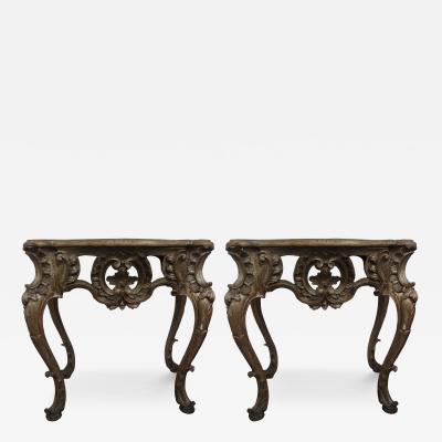 Pair Of 18th Century Italian Baroque Giltwood Console Tables