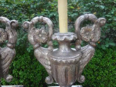 Pair Of 18th Century Italian Silver Giltwood Lamps