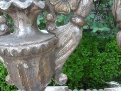 Pair Of 18th Century Italian Silver Giltwood Lamps
