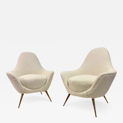 Pair Of 1960s Italian Armchairs In Boucle