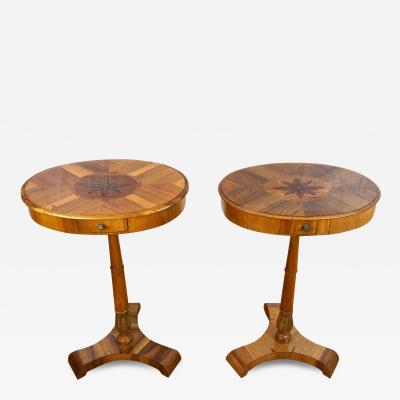 Pair Of 19th Century Biedermeier Side Tables Nut Cherrywood AT ca 1830