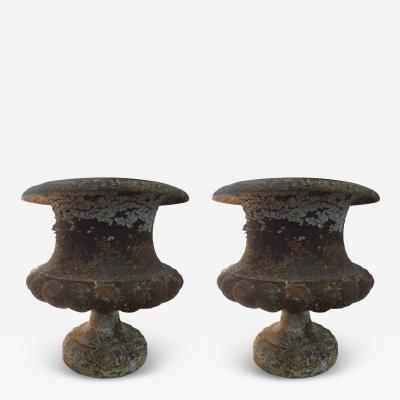 Pair Of 19th Century French Iron Garden Urns