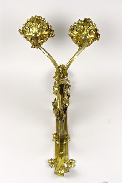 Pair Of 19th Century Gilt Baroque Candle Wall Sconces Austria circa 1890
