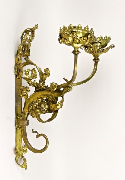 Pair Of 19th Century Gilt Baroque Candle Wall Sconces Austria circa 1890