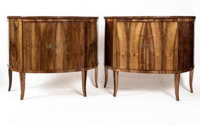 Pair Of 19th Century Italian Demilune Cabinets Consoles In Walnut