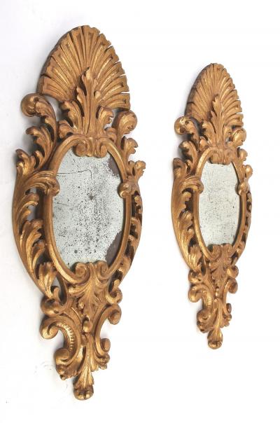Pair Of 19th Century Italian Gilt Wall Mirrors Handcarved IT ca 1850