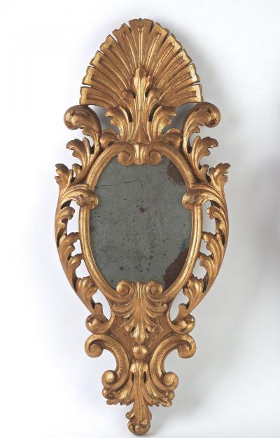 Pair Of 19th Century Italian Gilt Wall Mirrors Handcarved IT ca 1850
