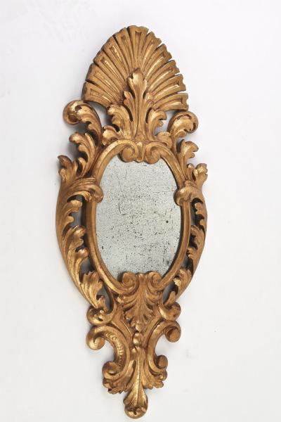 Pair Of 19th Century Italian Gilt Wall Mirrors Handcarved IT ca 1850